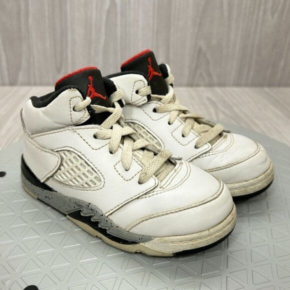 Nike Air Jordan 5 Retro TD White Cement Toddler Sneakers Shoes 440890-104 Sz 8C - Picture 3 of 12
